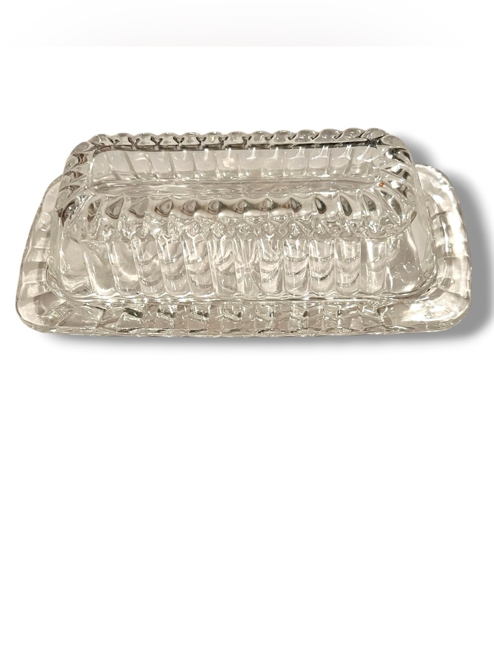 Vtg Mikasa Park Lane 1/4 Pound Lead Crystal Butter Dish w Cover Discontinued D-5